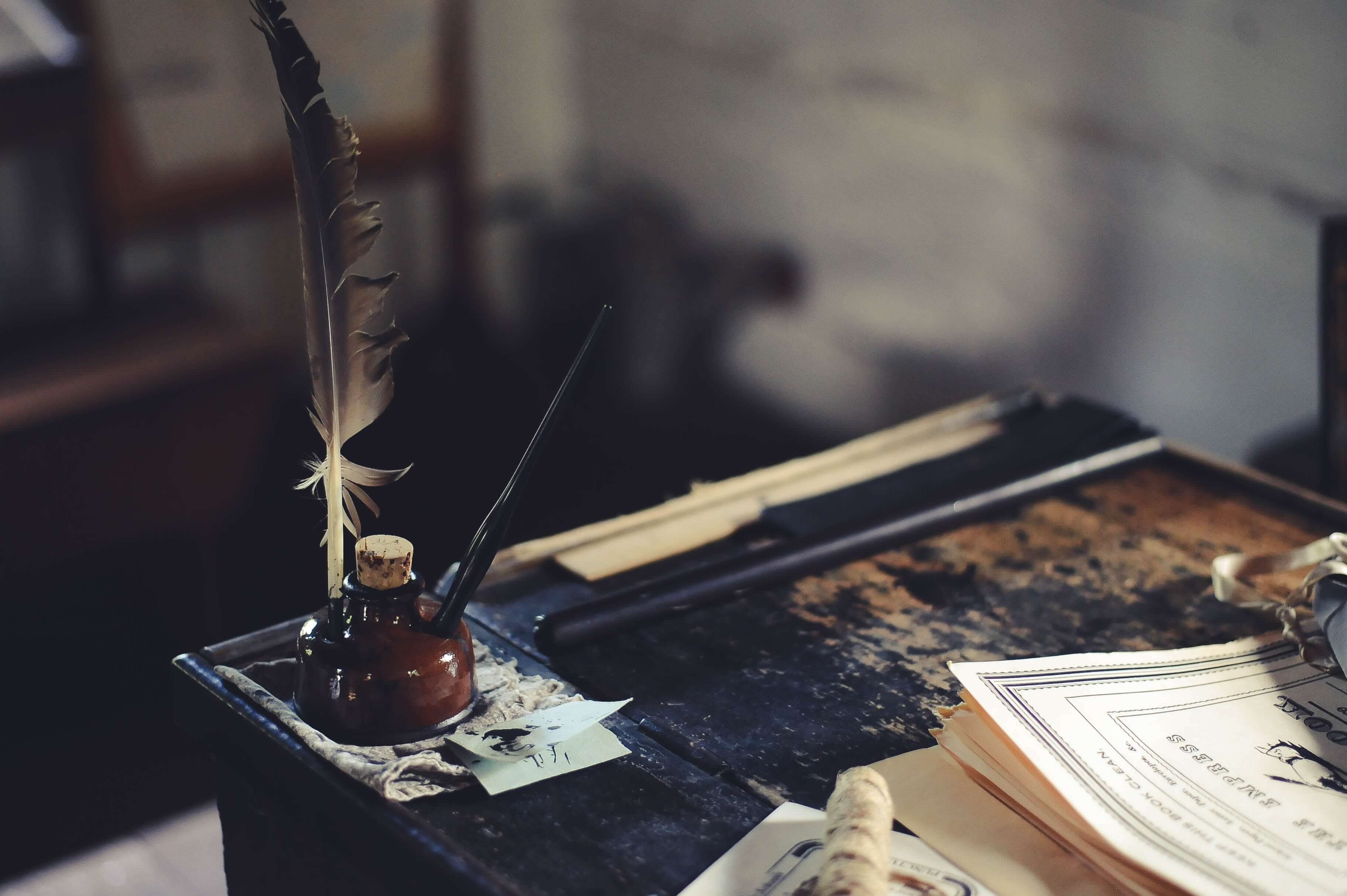 Ink bottle on desk image